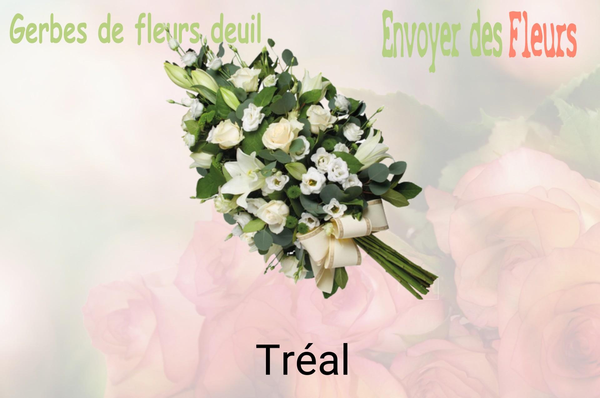 Gerbe de fleurs de deuil livrée à Tréal